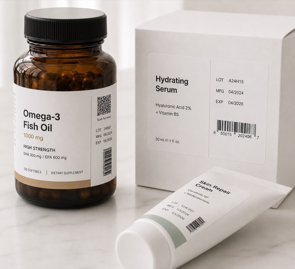 Pharmaceutical bottles with labels